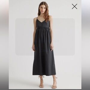 Quince 100% Organic Cotton Black Smocked Detail Garment Small